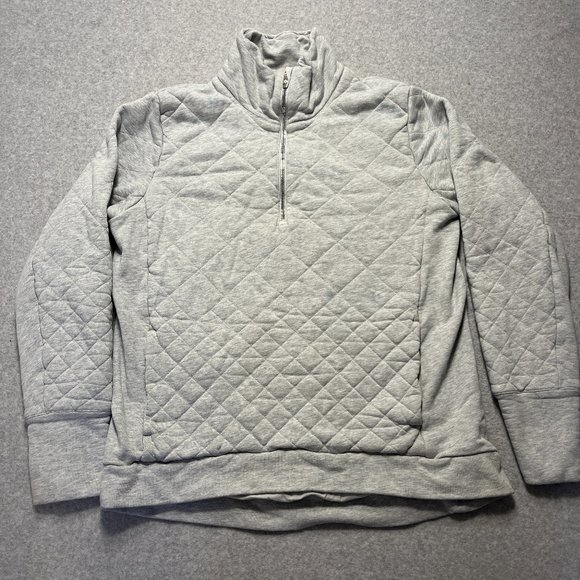 Lululemon Sweatshirt Womens 12 Gray Pullover 1/2 Zip Quilted Long Sleeve Active - Picture 1 of 10